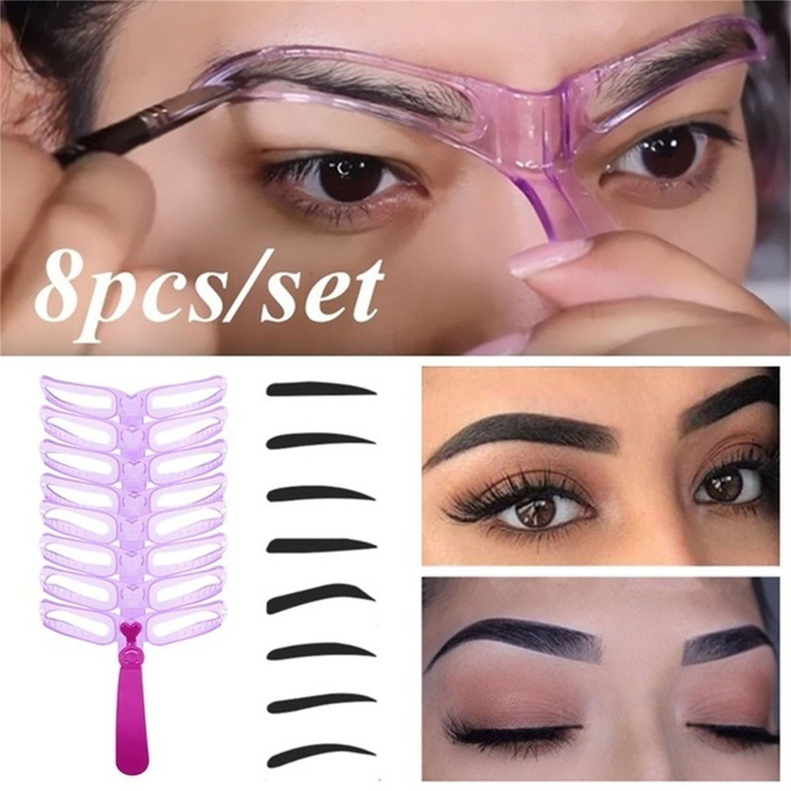 Qaailabf 8 Eyebrow Shapes Handheld Eyebrow Card Assistant - Easy to Use Eyebrow Shaping Tool for All Ages, Durable Material, Includes 8 Designs and 1 Wearing Rope